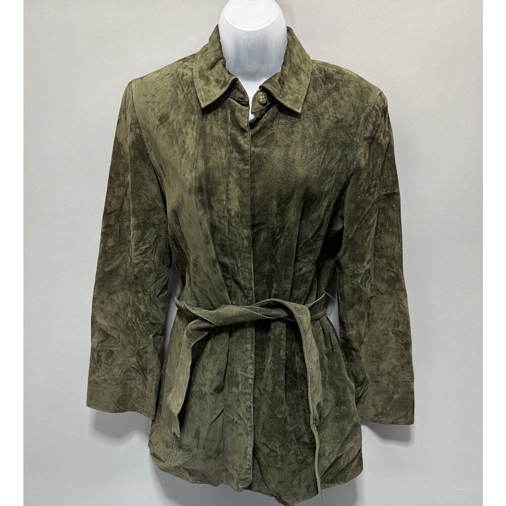 Valerie Stevens Separates Suede Leather Jacket Belted Button Up Womens M